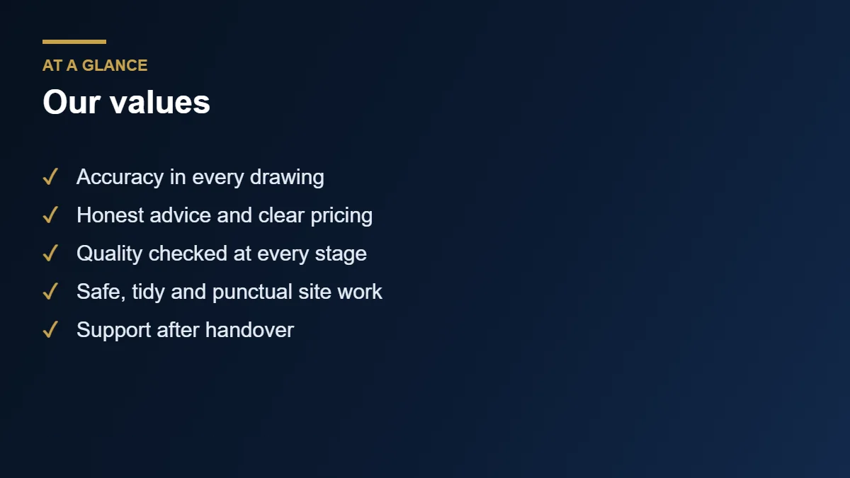 About our values at HB Design Driven: accuracy, honesty and quality