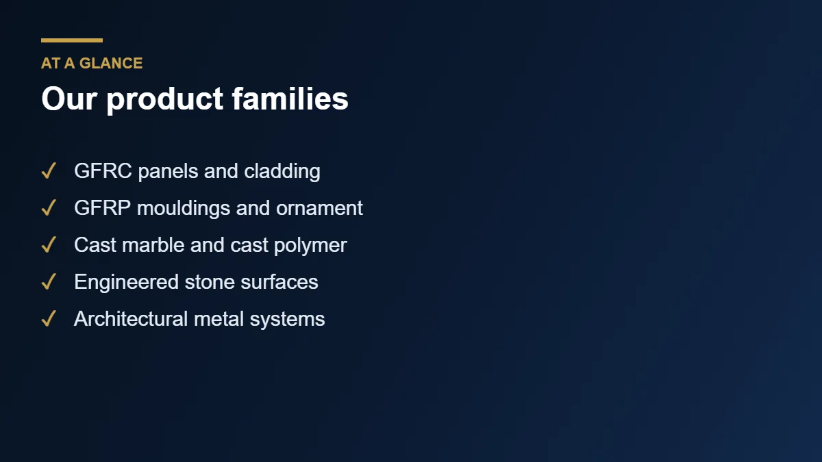 Architectural products from HB Design Driven by material family