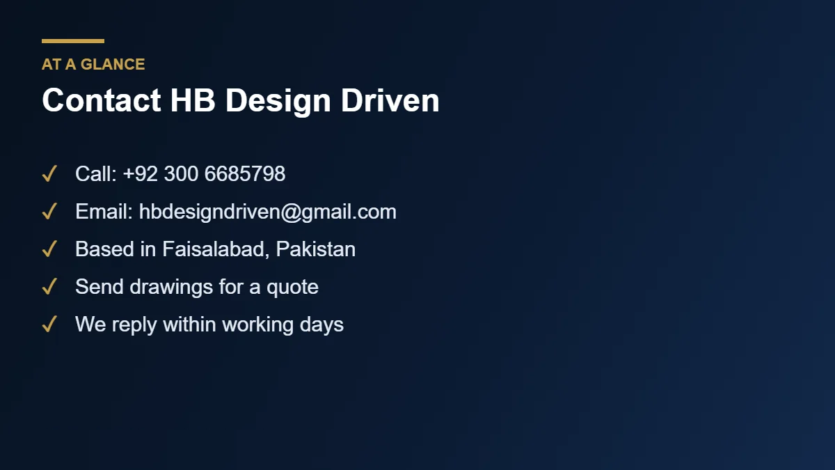 Contact HB Design Driven by phone, email or quote form