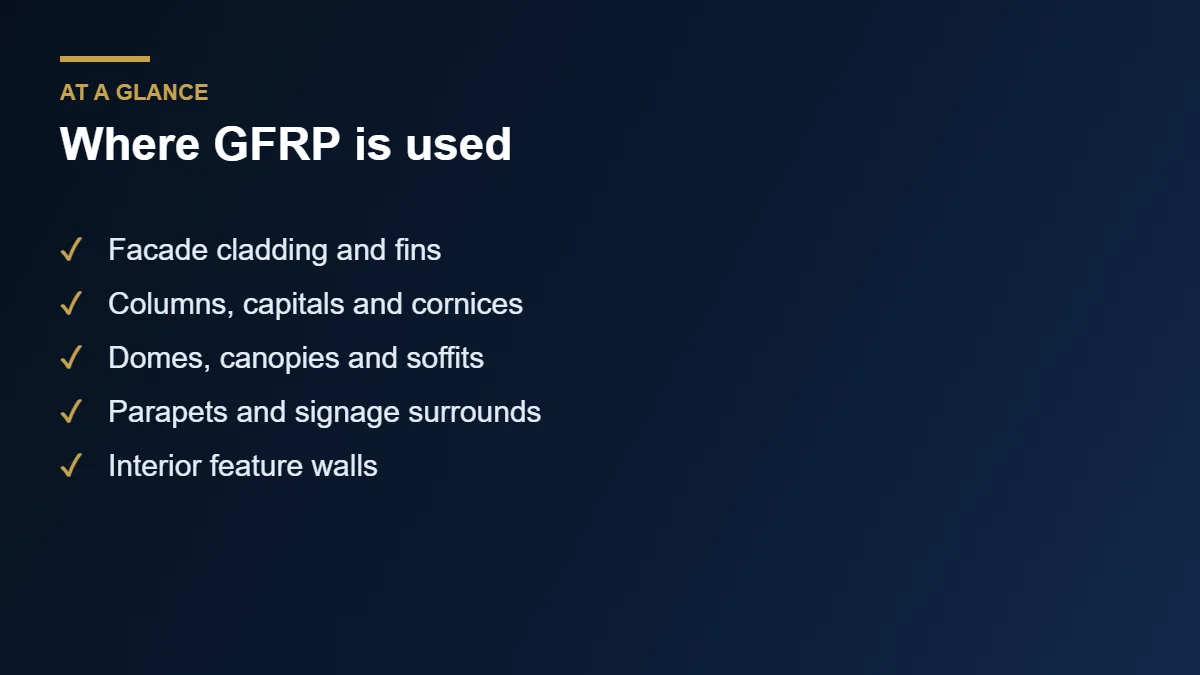 GFRP architectural applications on facades and interiors