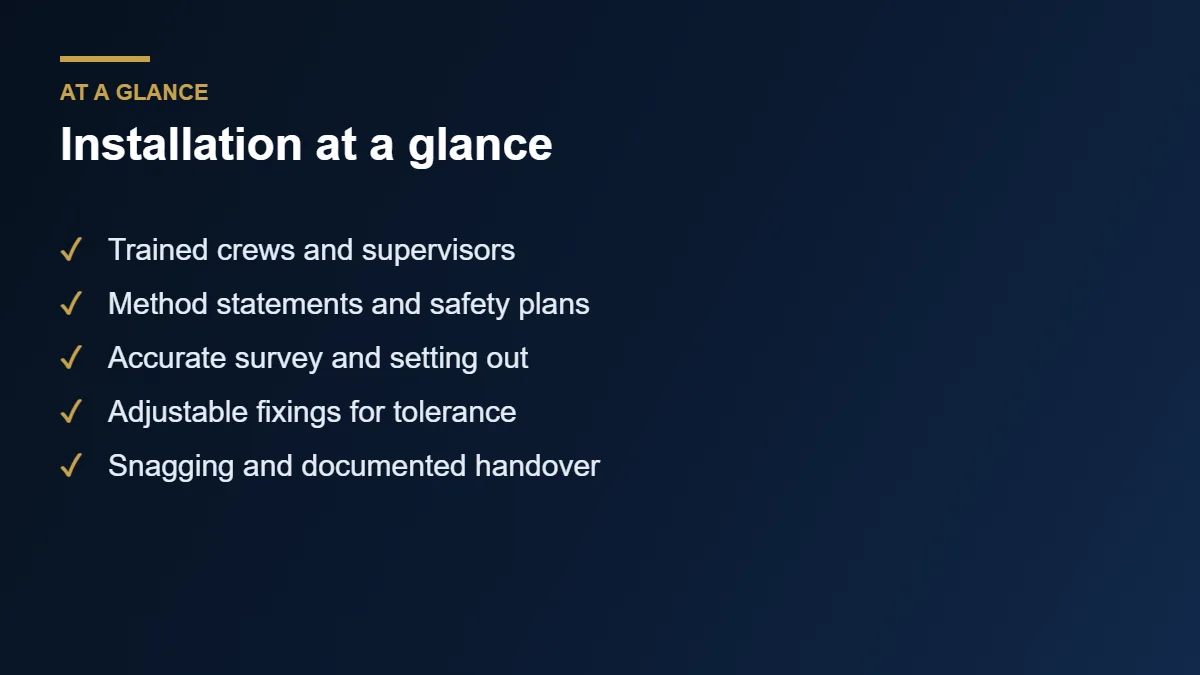 Installation services at a glance for facade panels and ornament