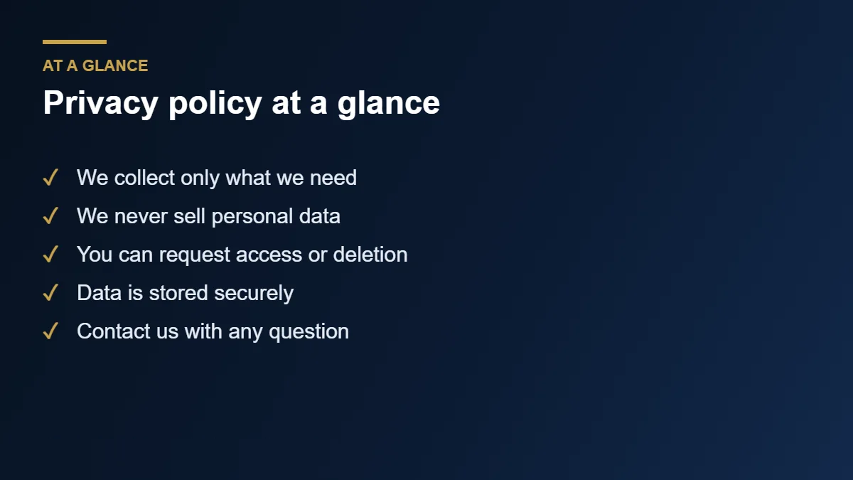 HB Design Driven privacy policy at a glance